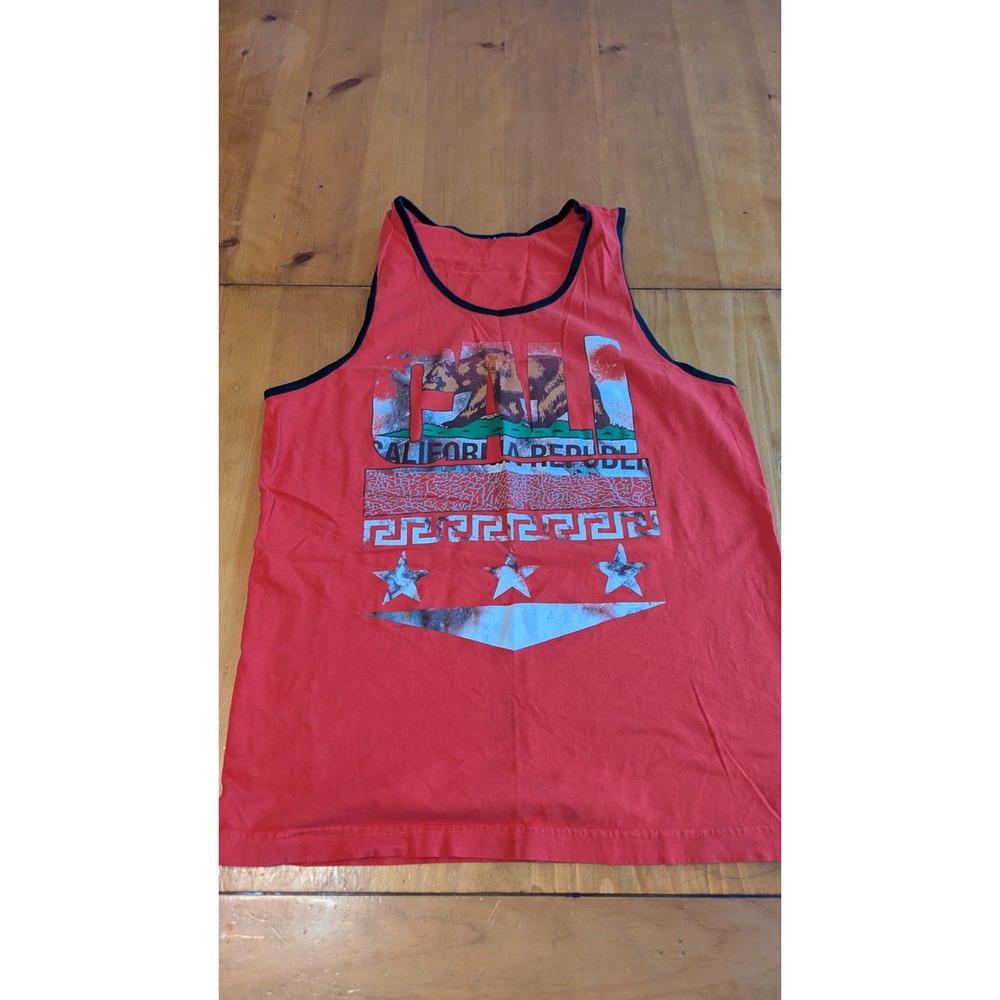 Vintage California Republic Cali Bear Graphic‎ Tank Top Red Mens M/L
